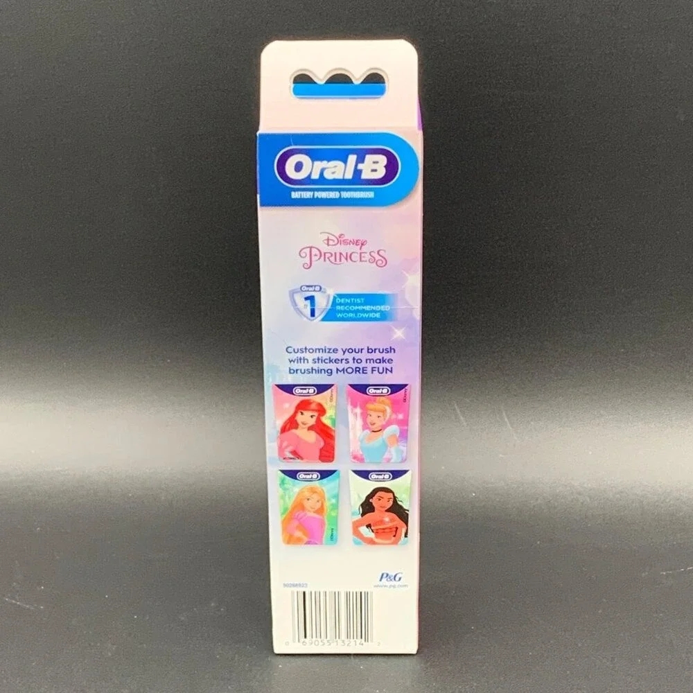 Oral-B Disney Princess Battery Powered‎ Toothbrush Kids 4 Handle Stickers